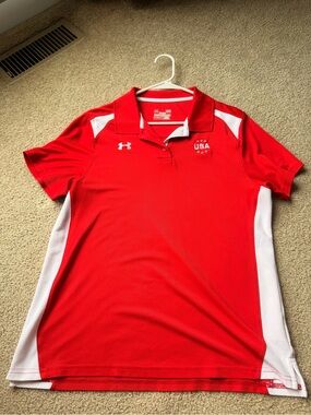 Under Armour Red Polo with White Trim